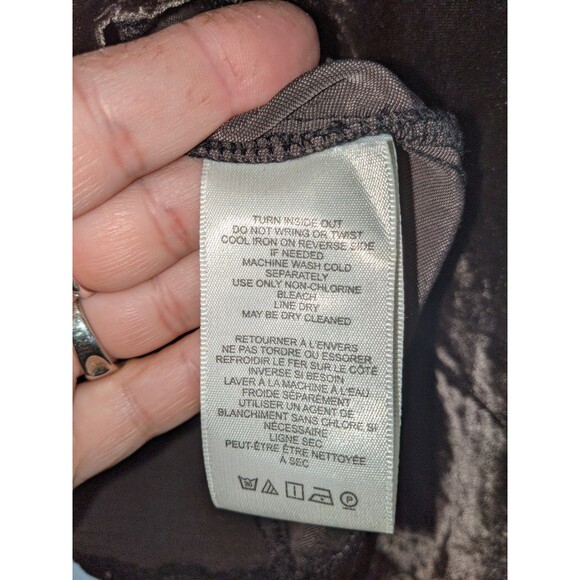 Free People Bridgette Brown Velvet Crop Top  Women's Sz L Puff Sleeve Forest - Picture 11 of 11